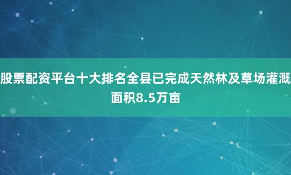 股票配资平台十大排名全县已完成天然林及草场灌溉面积8.5万亩